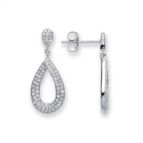 9ct White Gold 0.34cts Diamond Pear Shaped Earrings